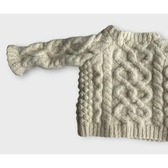 Aran Sweater Market 100% Merino Wool Sweater Shoulder Buttons Baby Size Small - Picture 7 of 15